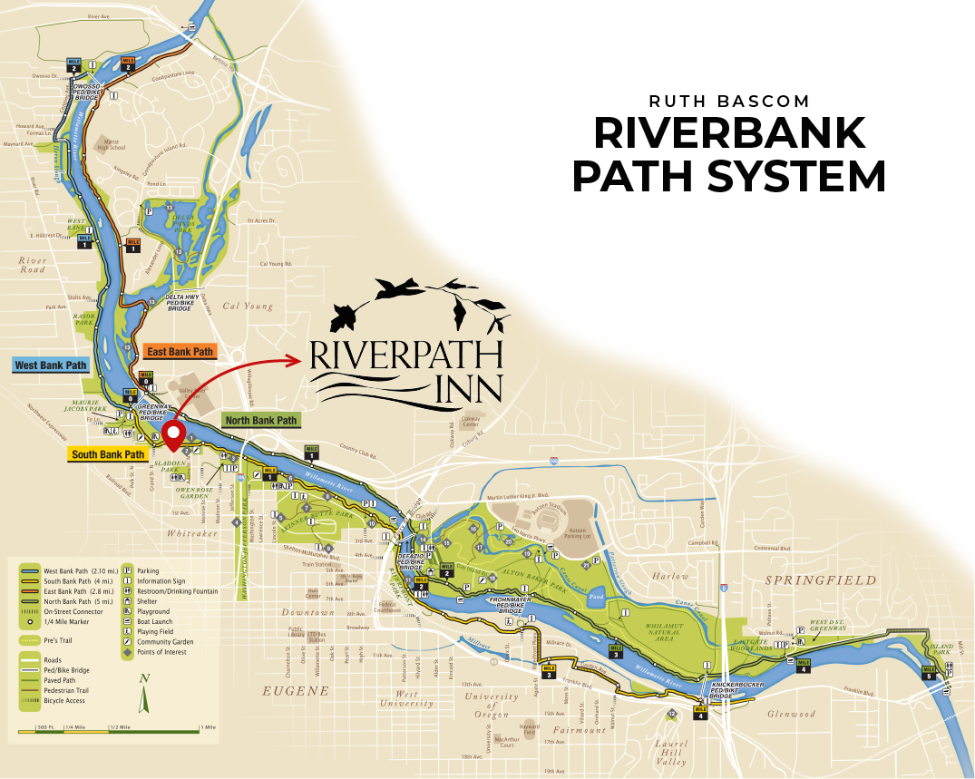 A map showing the location of the riverpath inn