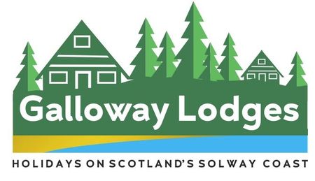 Dumfries and Galloway Holiday Lodges logo showing lodges and trees all in green