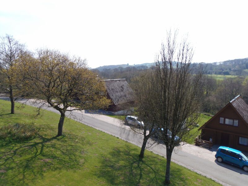 Galloway Lodges Red Kite Lodge balcony views overlooking Barnhourie and Colvend Golf course