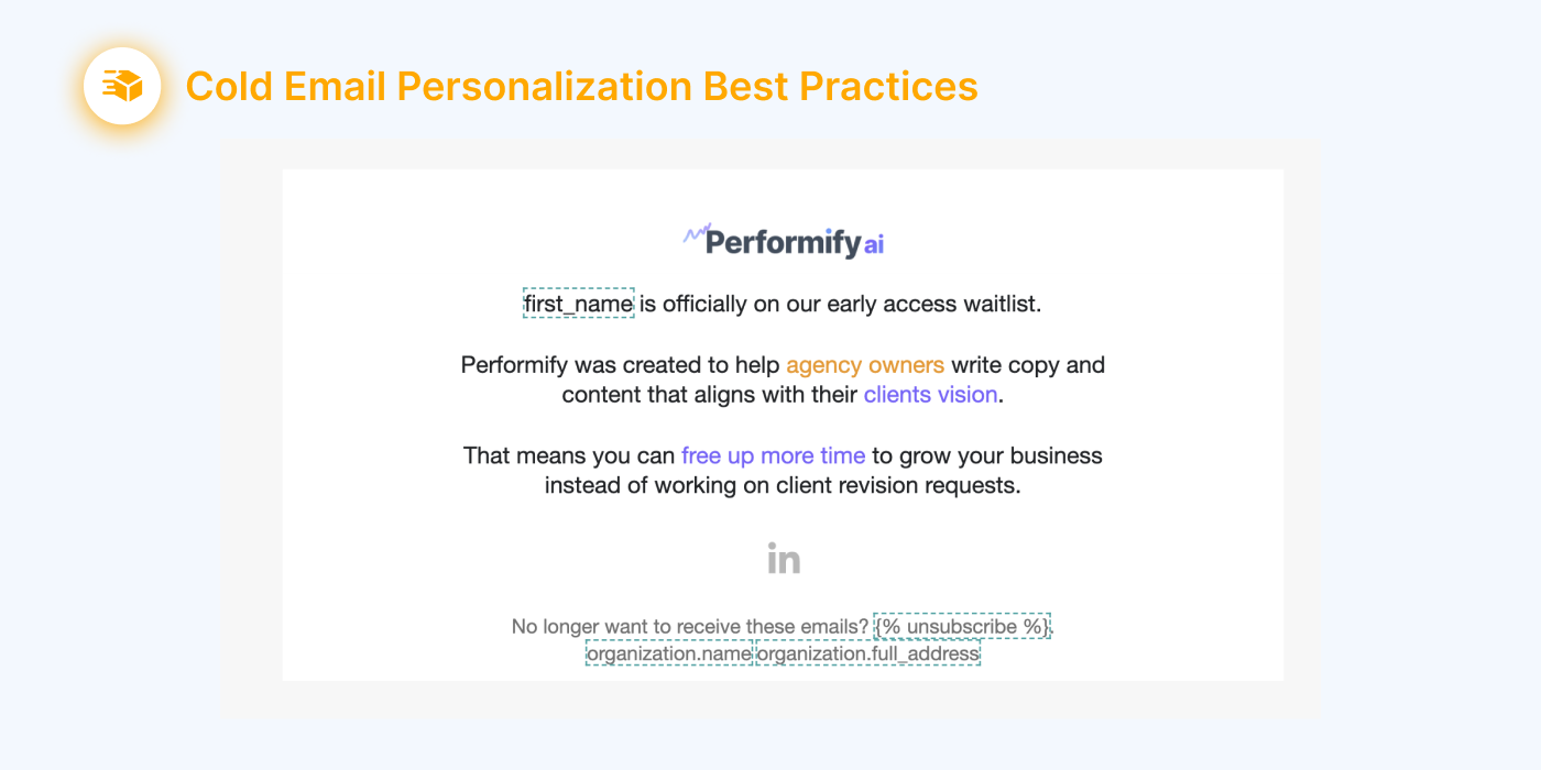 Cold Email Personalization Example