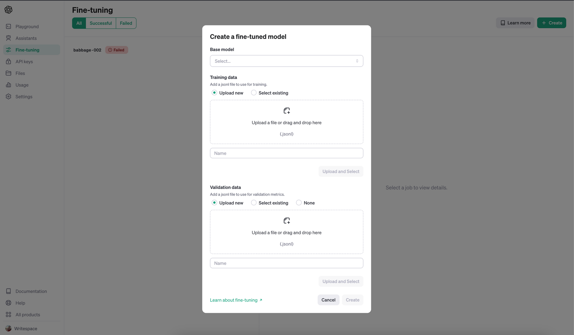 Upload Custom Data to Fine-Tune ChatGPT