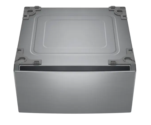 The bottom of a washing machine is shown on a white background.