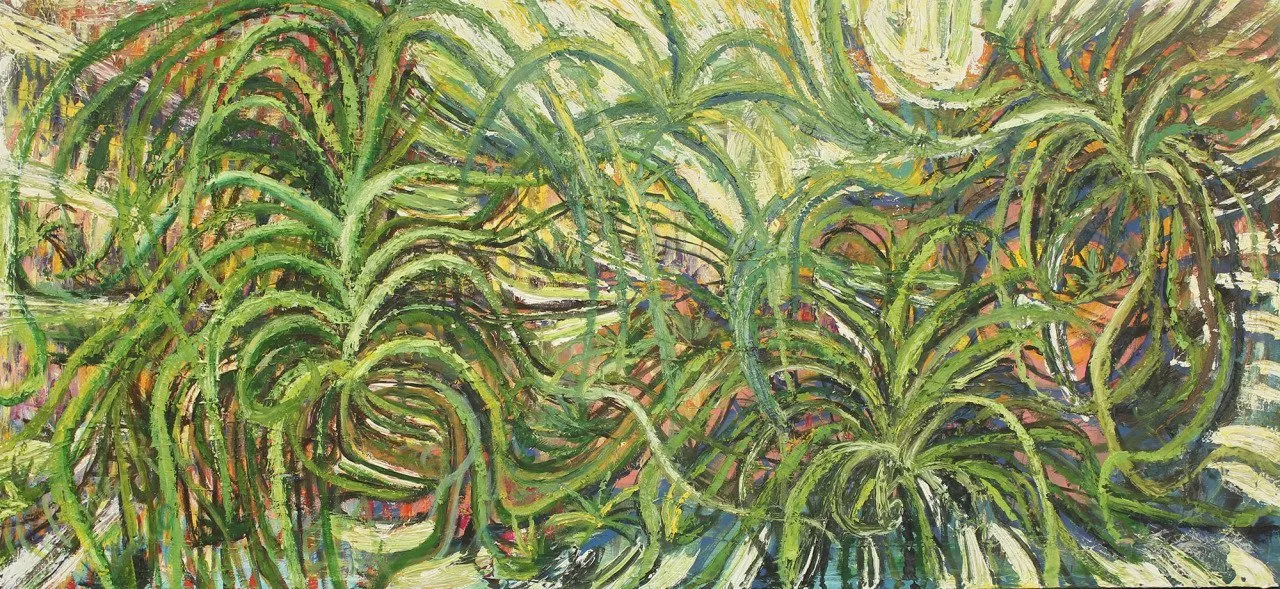 SPIDER PLANT SYMPOHNY oil painting by Mel Ohlinger veteran artist neenah wisconsin woman artist 