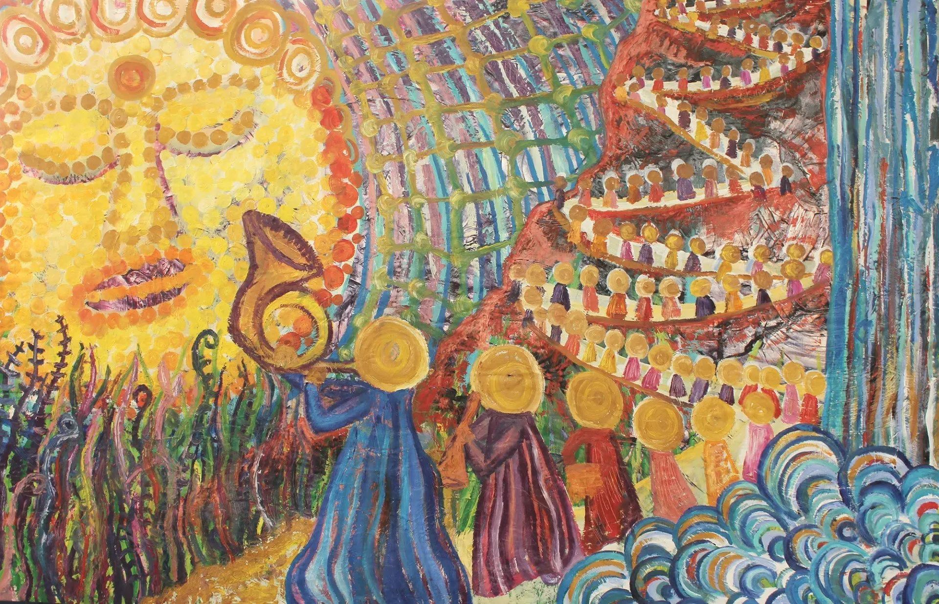 Moon March oil painting by Mel Ohlinger. A Wisconsin Artist, Navy Veteran Artist, Woman Artist