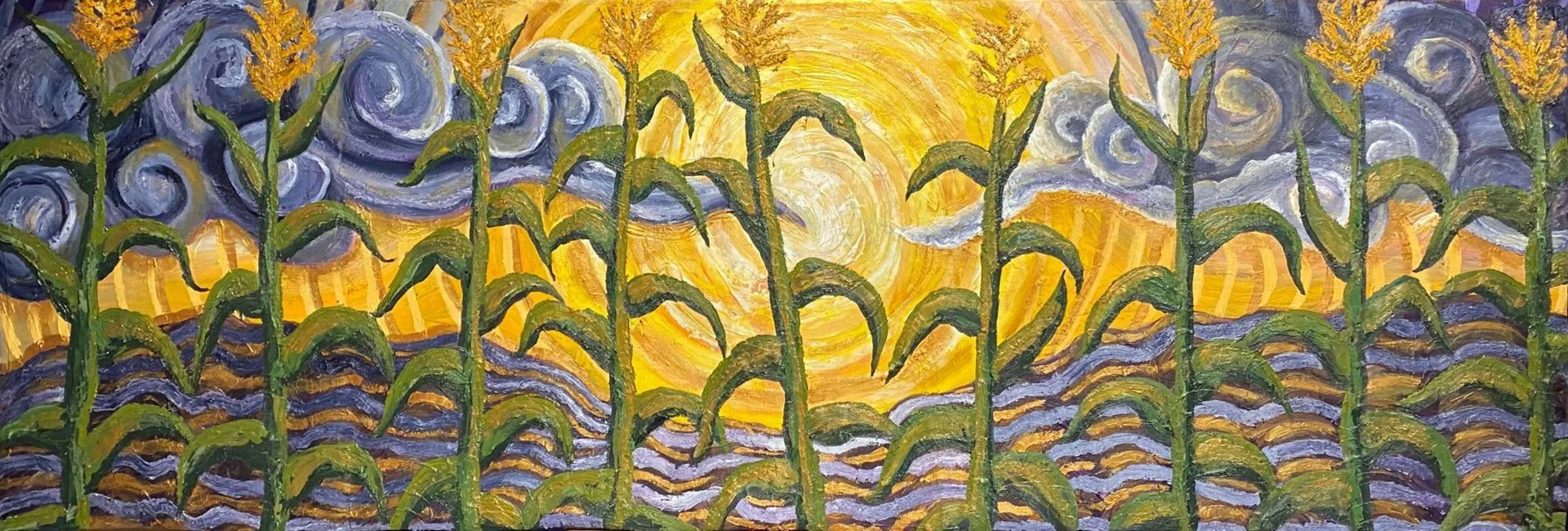 SUNSET OF OUR RIGHTS OIL painting by Mel Ohlinger NAVY VETERAN, WOMAN PAINTER, WISCONSIN ARTIST
