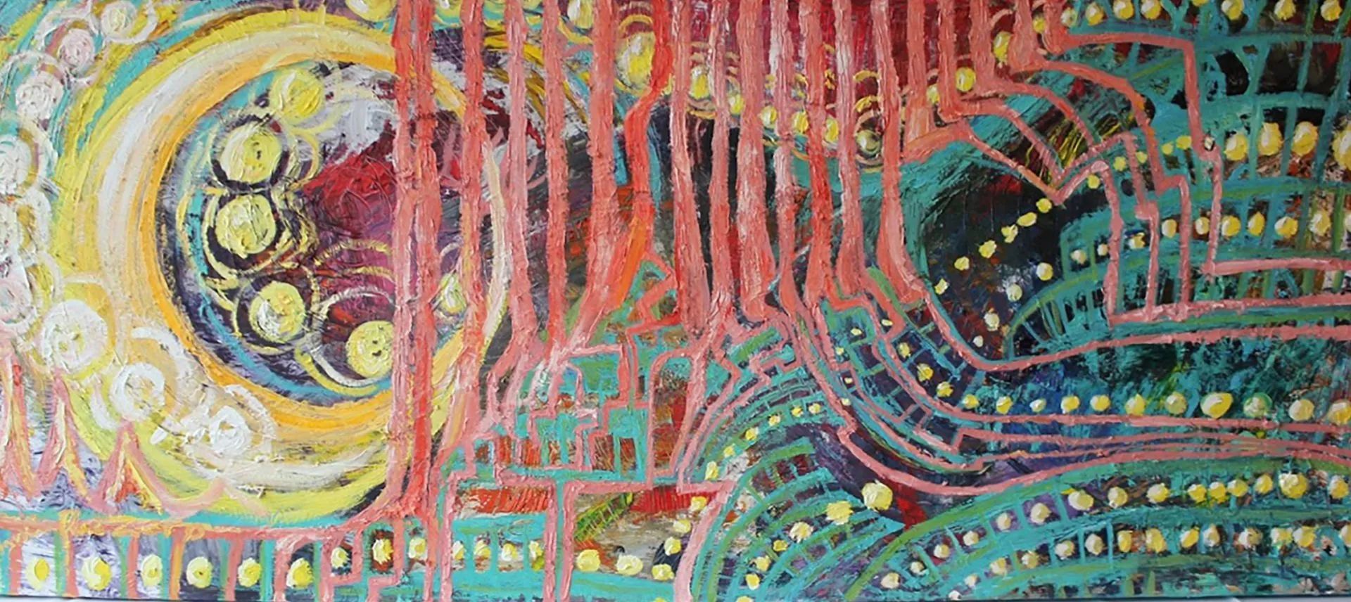 Moon Bunnies oil painting by Mel Ohlinger. A Wisconsin Artist, Navy Veteran Artist, Woman Artist