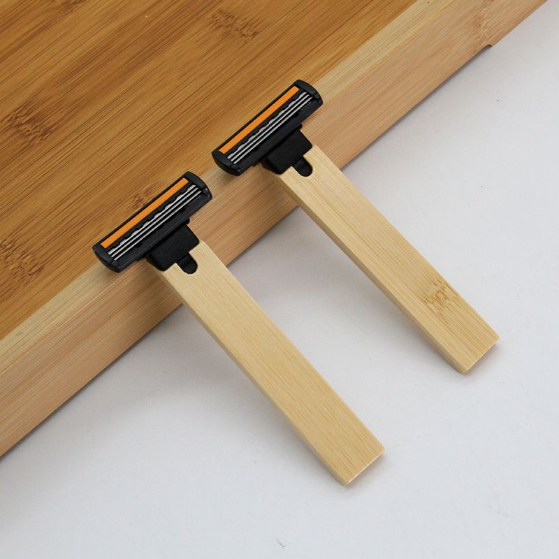 Eco Friendly Hotel Shaving Razor Twin Blade Recyclable Disposable Razor with Biodegradable Bamboo Handle