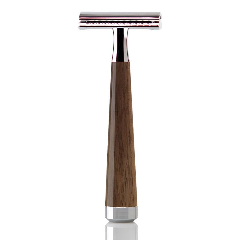 amboo & Walnut Wood Handle Luxury Twin Blade Stainless Steel Safety Razor Shaver Barber Men's Manual Beard Hair Care Tool