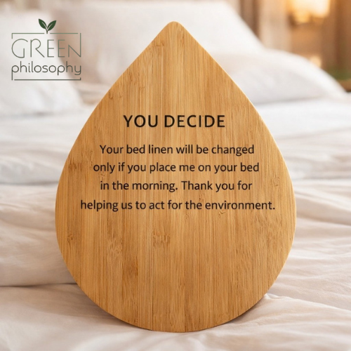 sustainability wood tag for linen changes