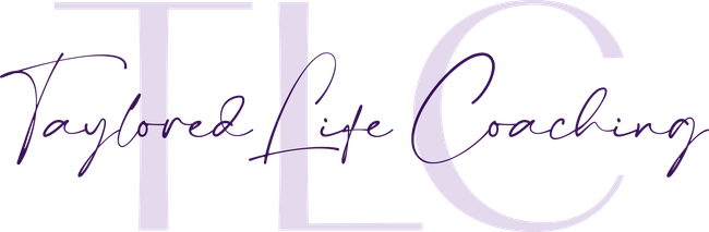 The logo for taylored life coaching is written in cursive on a white background.