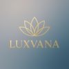 Logo: White lotus flower in a blue circle, surrounded by sunburst. "Luxvana" text in turquoise.