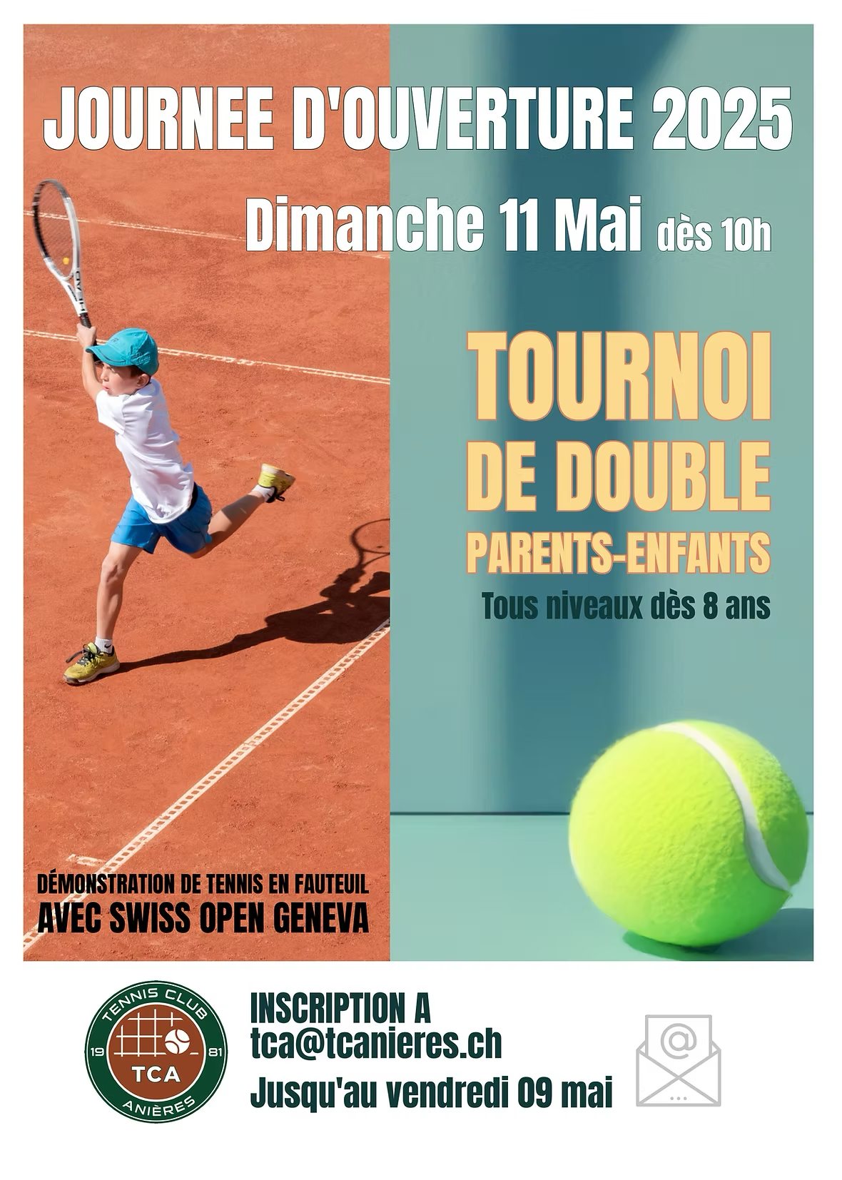 Une affiche pour un tournoi de tennis en 2025