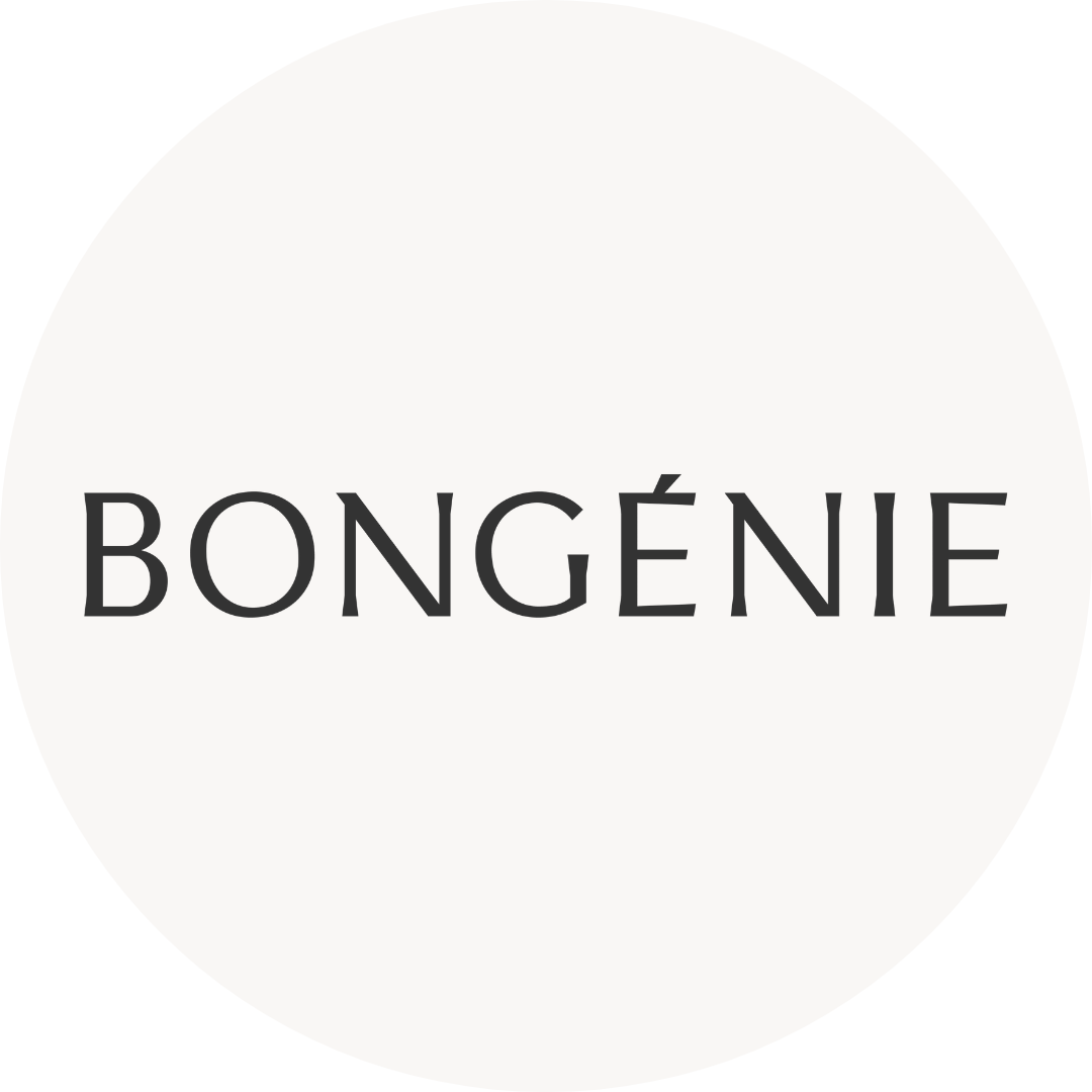 Le logo de bongenie est dans un cercle sur fond blanc.