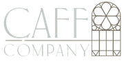 A logo for caff company with a stained glass window