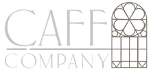 A logo for caff company with a stained glass window