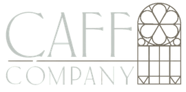 A logo for caff company with a stained glass window