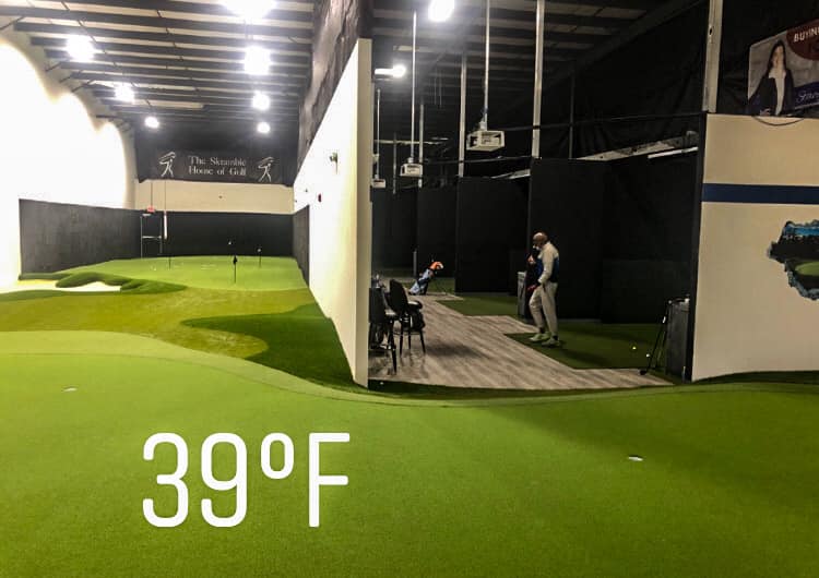 Person Playing Golf Indoors — Horsham, PA — The Skramble House of Golf