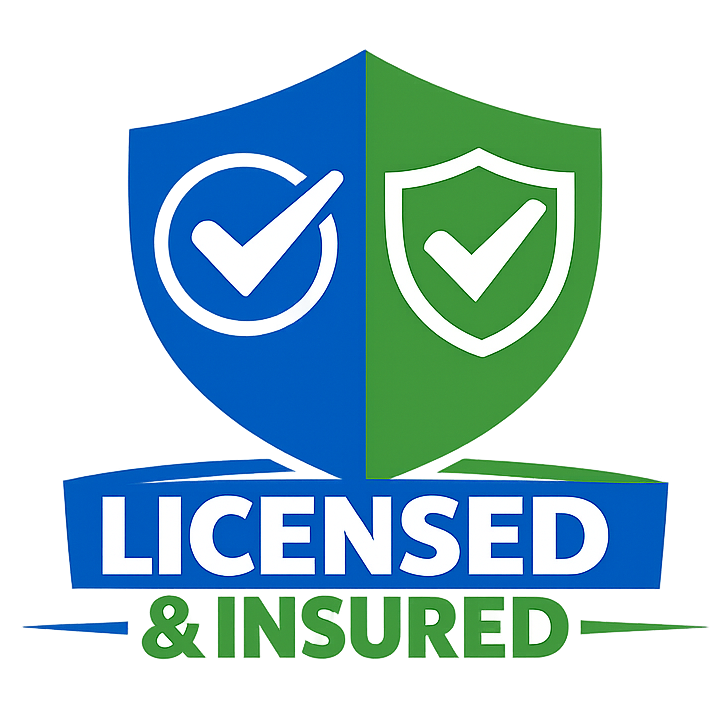 Blue and green shield with checkmarks, 