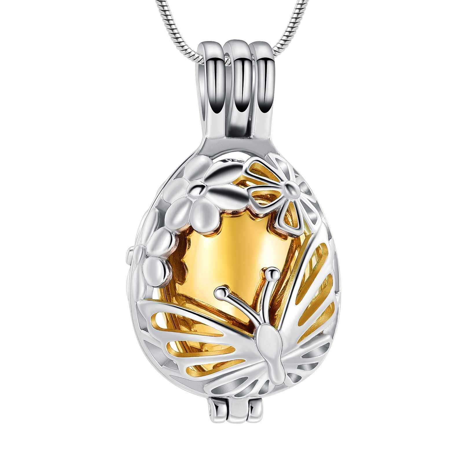 Gold Butterfly Egg Pendant