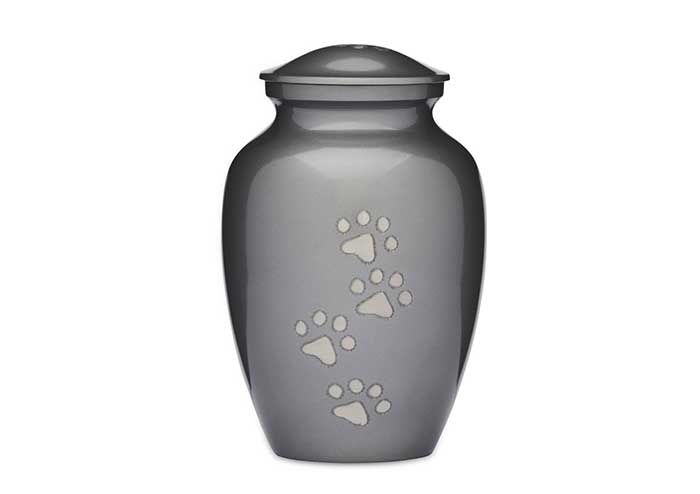 Silver with Grey Paw Priunt Urn