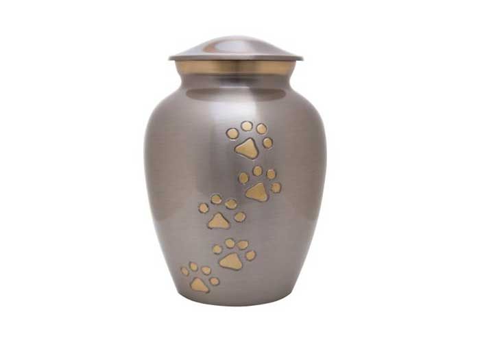 Silver and Gold Paw Print Urn