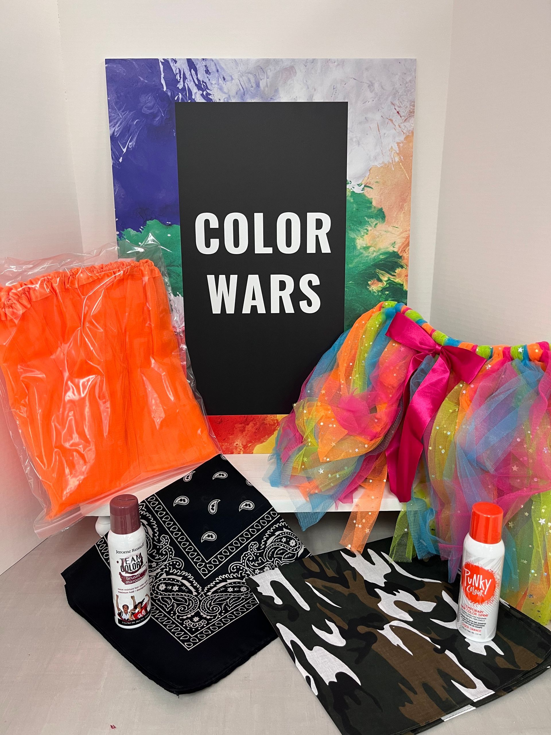 a box with a sign that says color wars on it