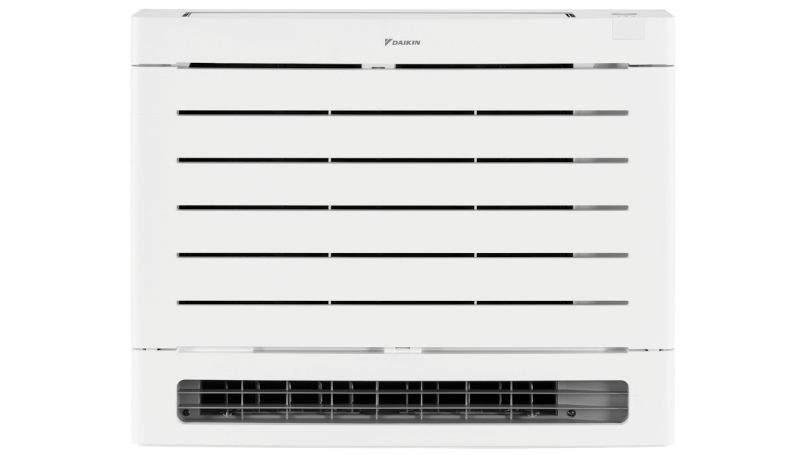 A White Wall Mounted Air Conditioner With Black Stripes on It — Airac Sales & Service in Berserker, QLD