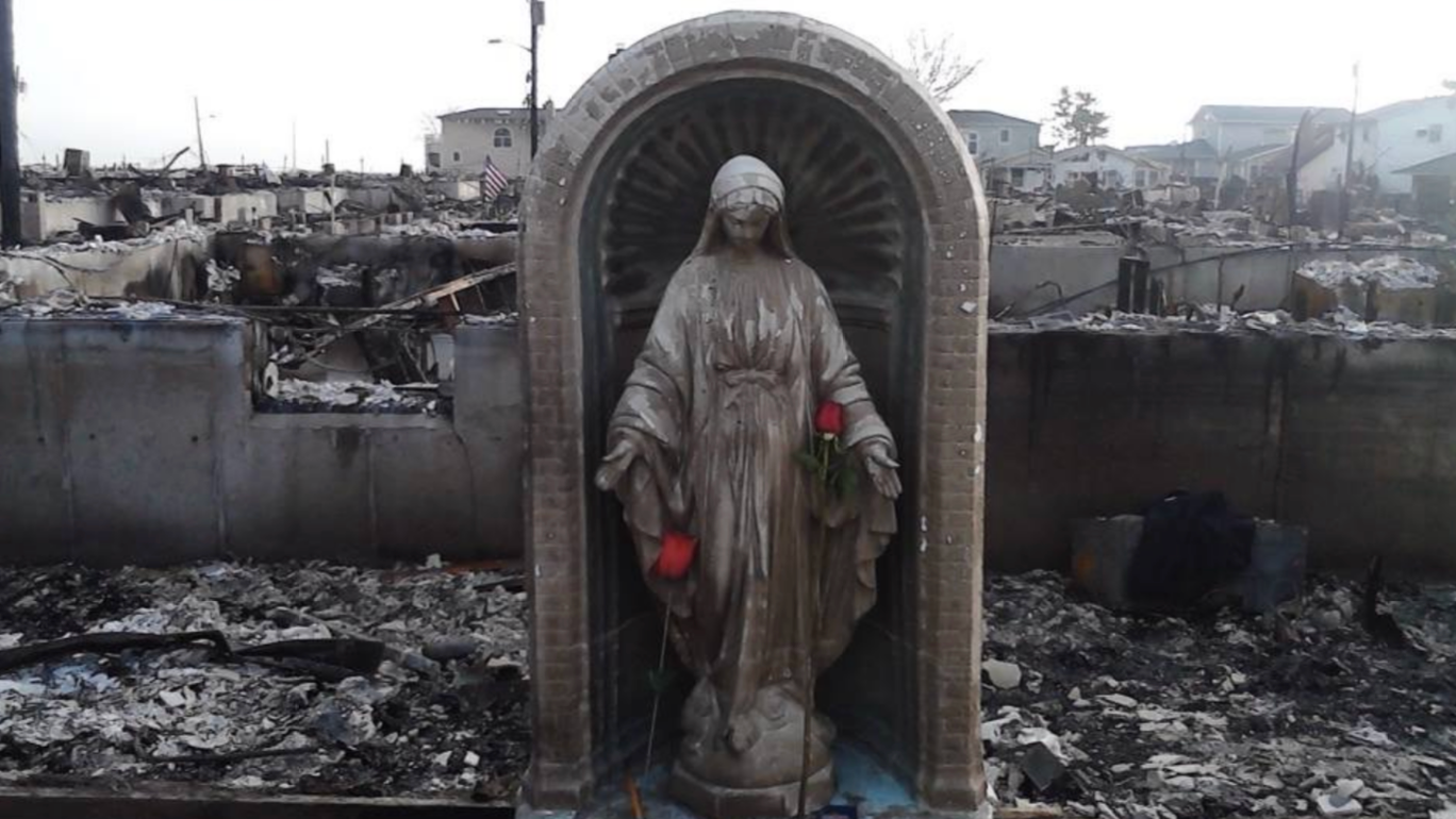 Grotto standing after devastating fires in Breezy Point, NY