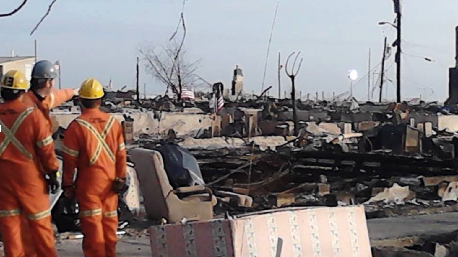 Devastated landscape after fires at Breezy Point, NY
