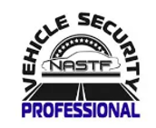 A black and white logo for vehicle security professional.