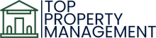 The logo for top property management shows a house and a building.