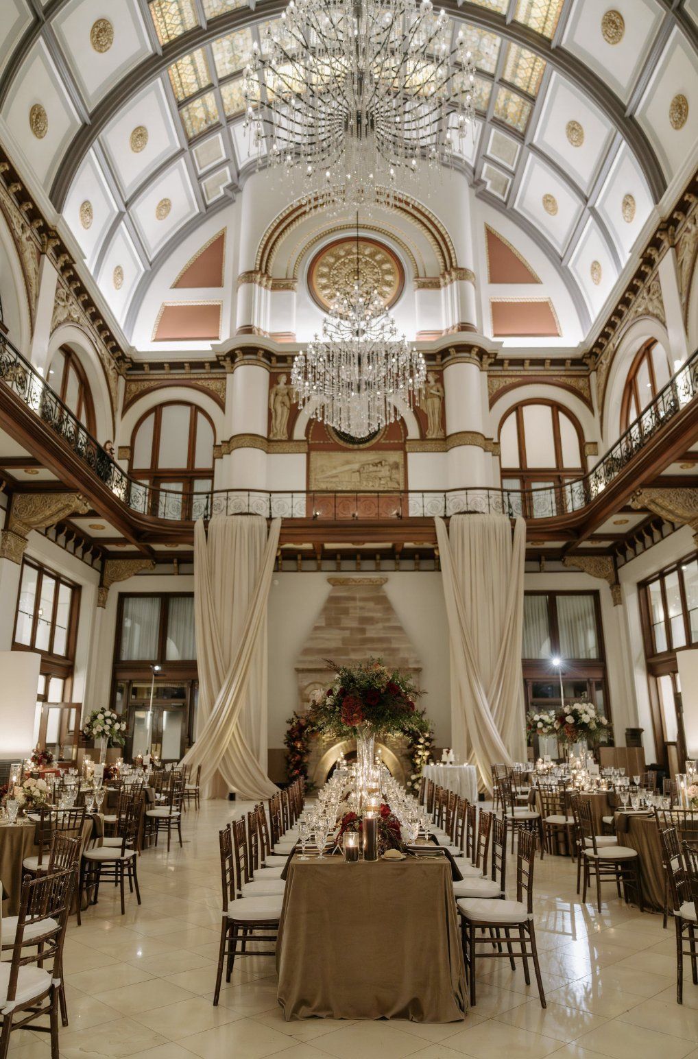 Elegant Wedding Reception in A Grand Hall at Luxury Wedding Planners in Nashville, TN