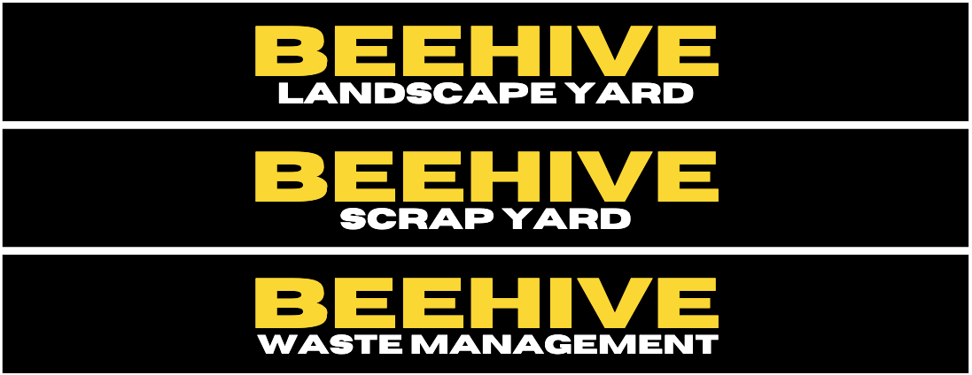 Three signs for beehive landscape yard scrap yard and waste management — Beehive Property Maintenance in Emerald, QLD