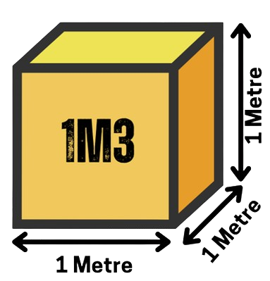 A Yellow Cube With the Number 1M3 on It  — Beehive Property Maintenance in Emerald, QLD
