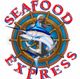 A seafood express logo with a sailfish and anchor