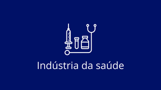 Um fundo azul com um estetoscópio, uma seringa e uma garrafa.