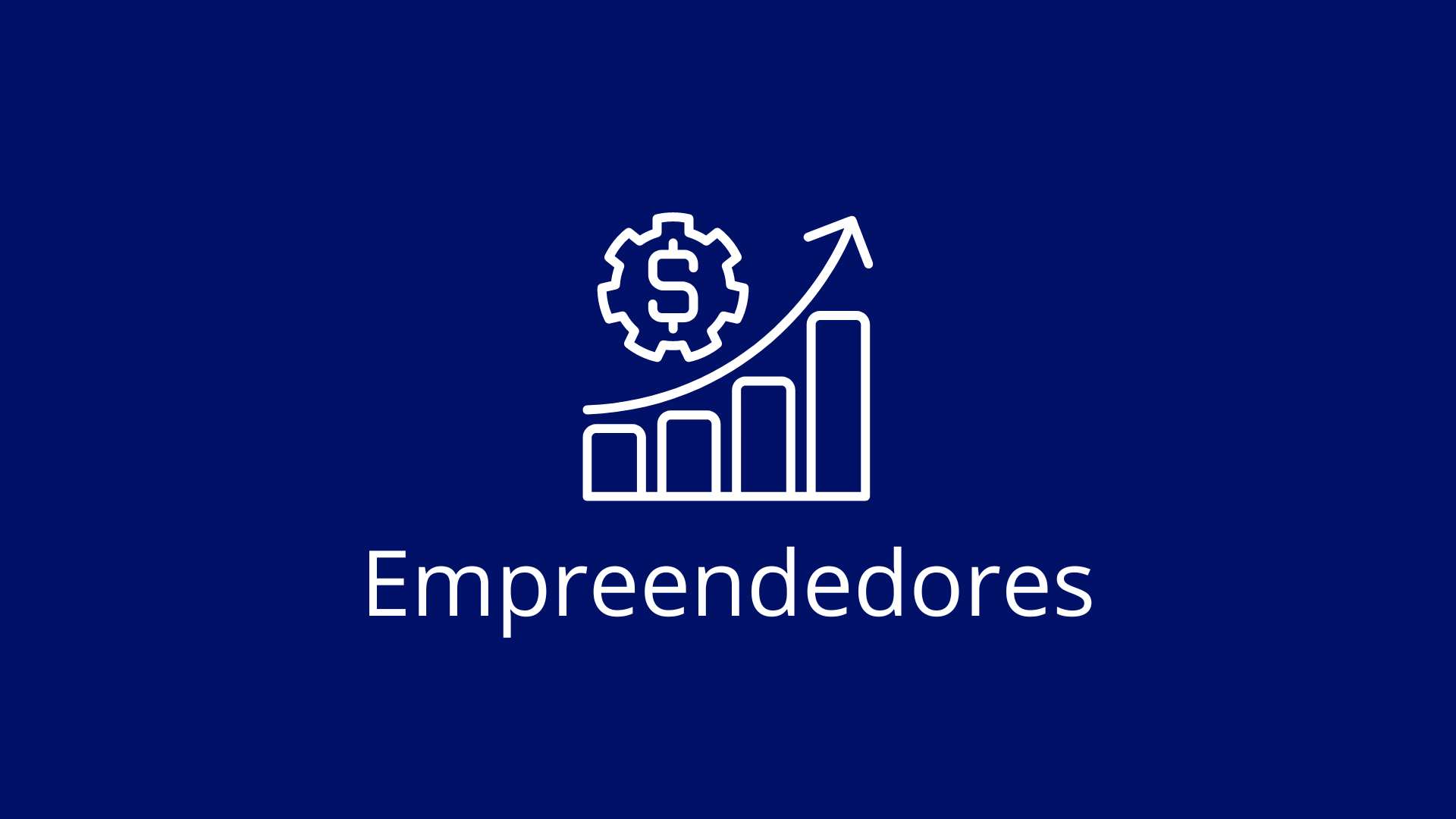 Um logotipo para empreendedores com um gráfico e um cifrão sobre fundo azul.