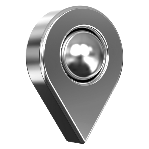 Silver location pin marker.