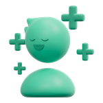Smiling teal person with plus signs surrounding them.
