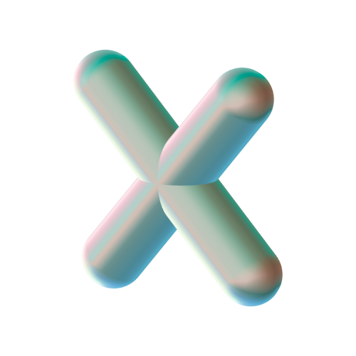 Abstract turquoise and pink gradient X shape.