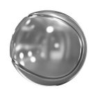 Silver tennis ball with smooth, reflective surface.