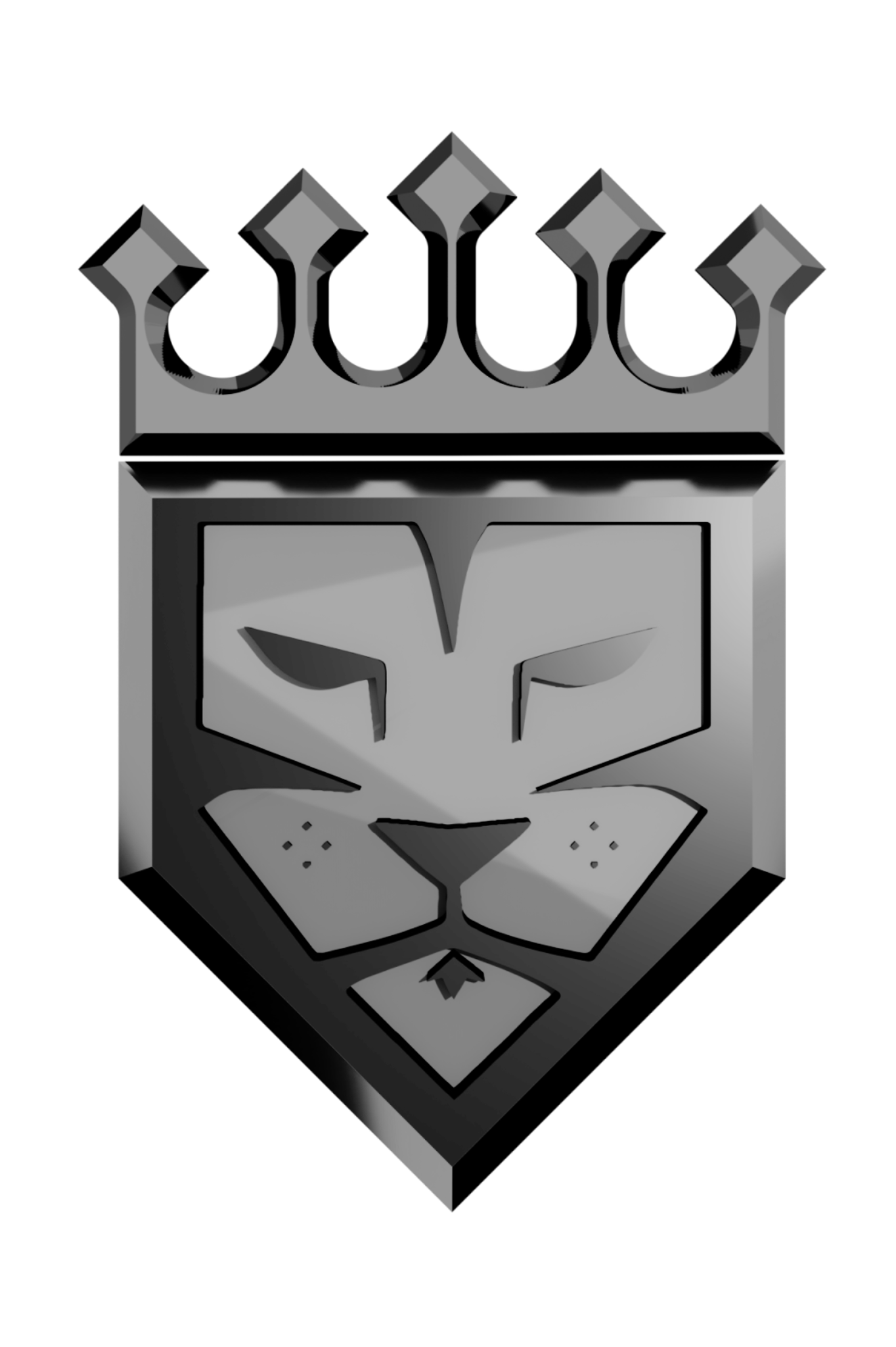 Silver lion-faced crest with a crown.