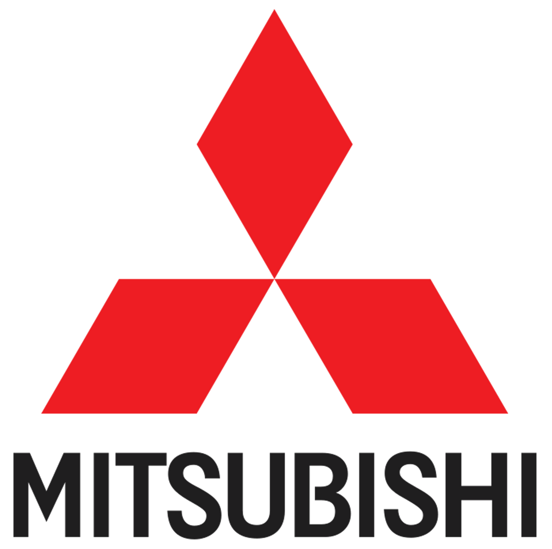 A red mitsubishi logo on a white background