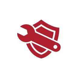 A red icon depicting a wrench placed over a shield.