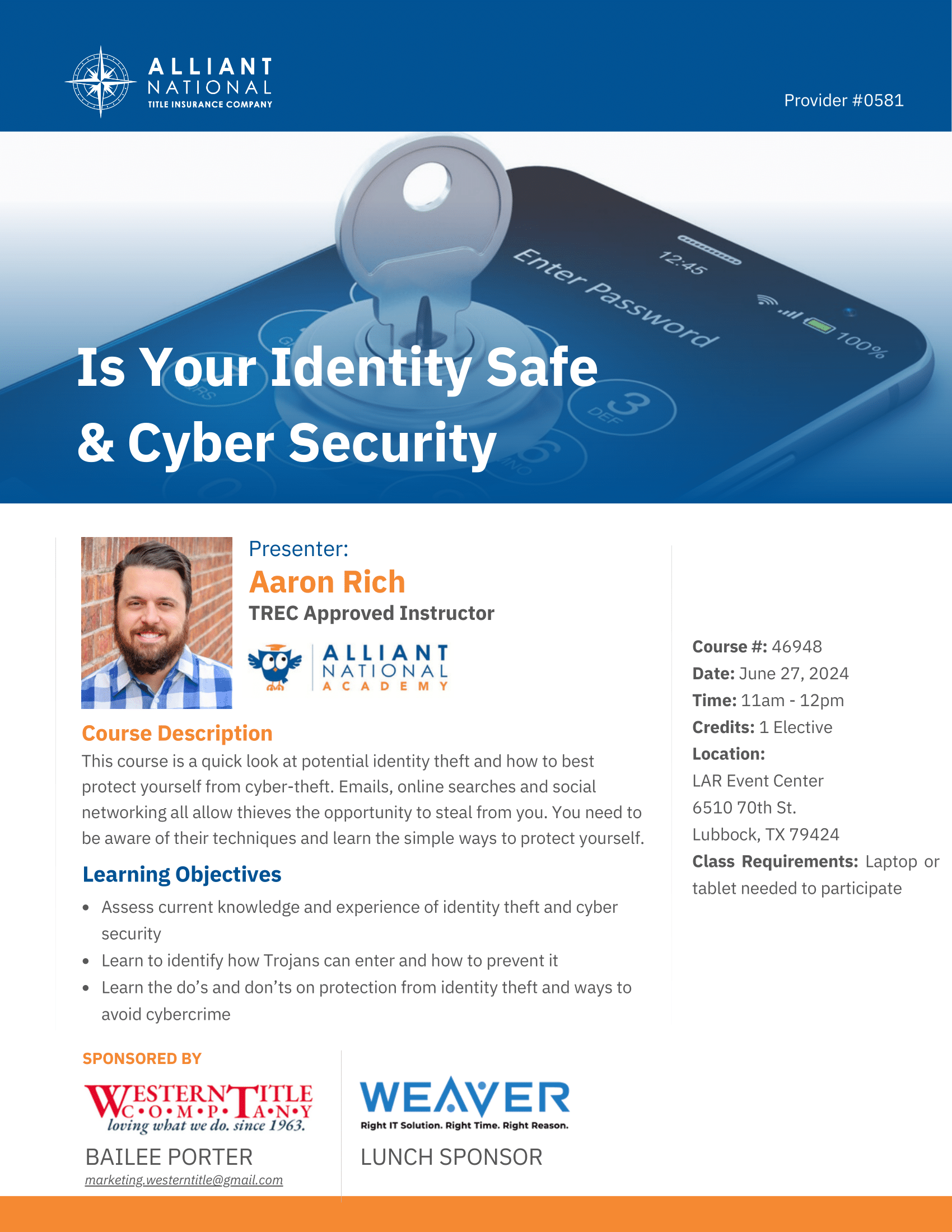 Realtor Continuing Education Lubbock, TX Western Title