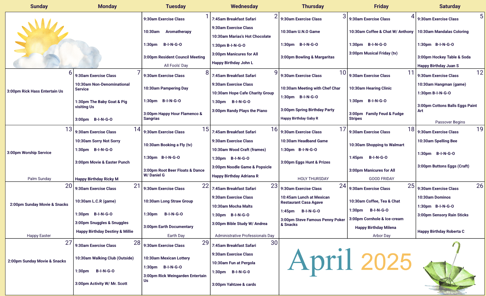 Activity Calendar