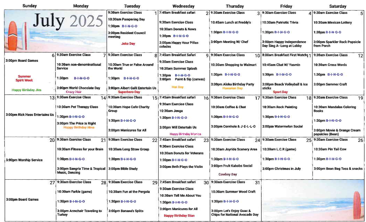 Activity Calendar