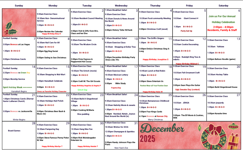 Activity Calendar