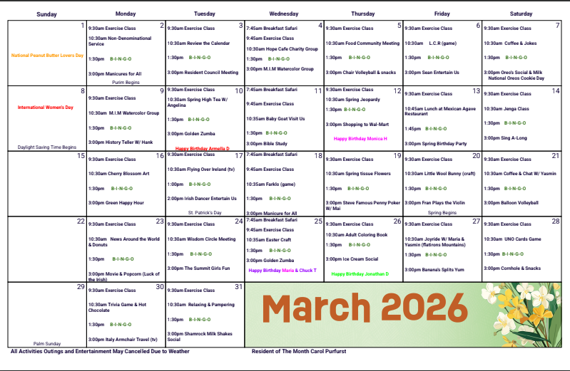 Activity Calendar