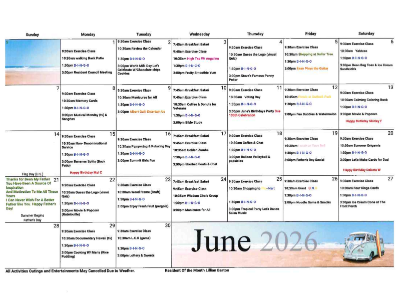 Activity Calendar
